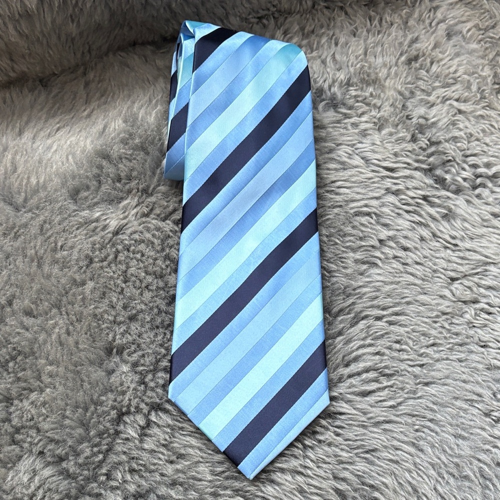 Butter Men's Tie in Light and Dark Blue Stripes